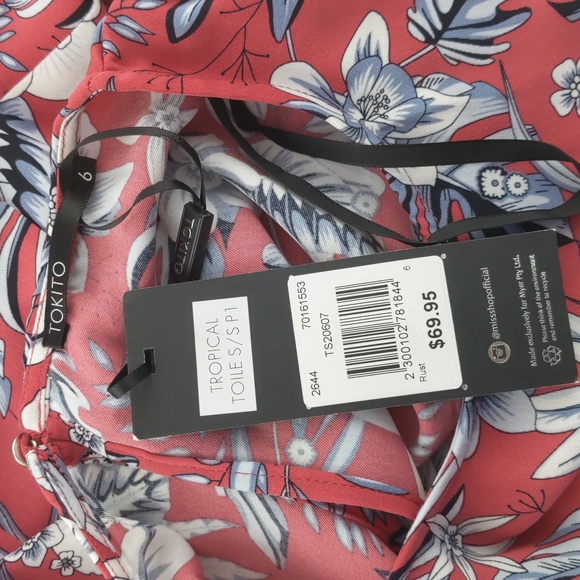 Tokito Womens Dress Size 6 Pink Grey Floral Short Sleeve Fit & Flare Keyhole NEW - Picture 15 of 16